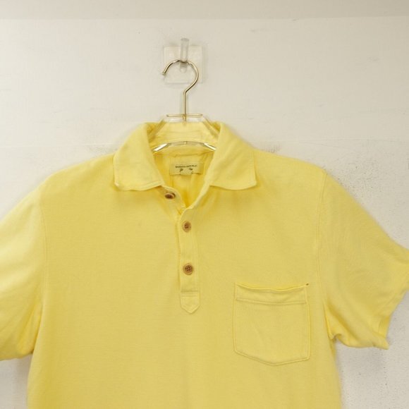 BANANA‎ REPUBLIC Polo Shirt Mens SMALL Yellow Butter Pique Knit Golf Classic - Picture 8 of 11